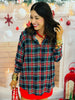 Navy Plaid Kathryn Button Up Top (Reg. and Plus)