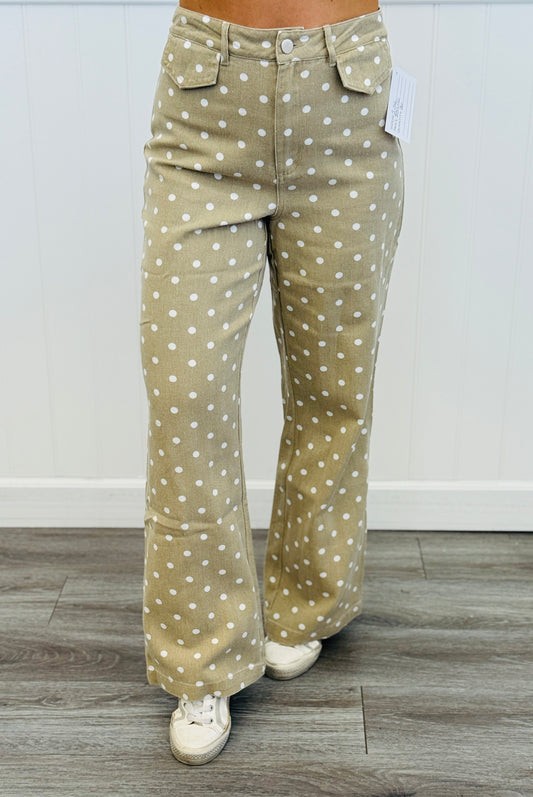 Taupe/White Polka Dot Pants (Reg & Plus)
