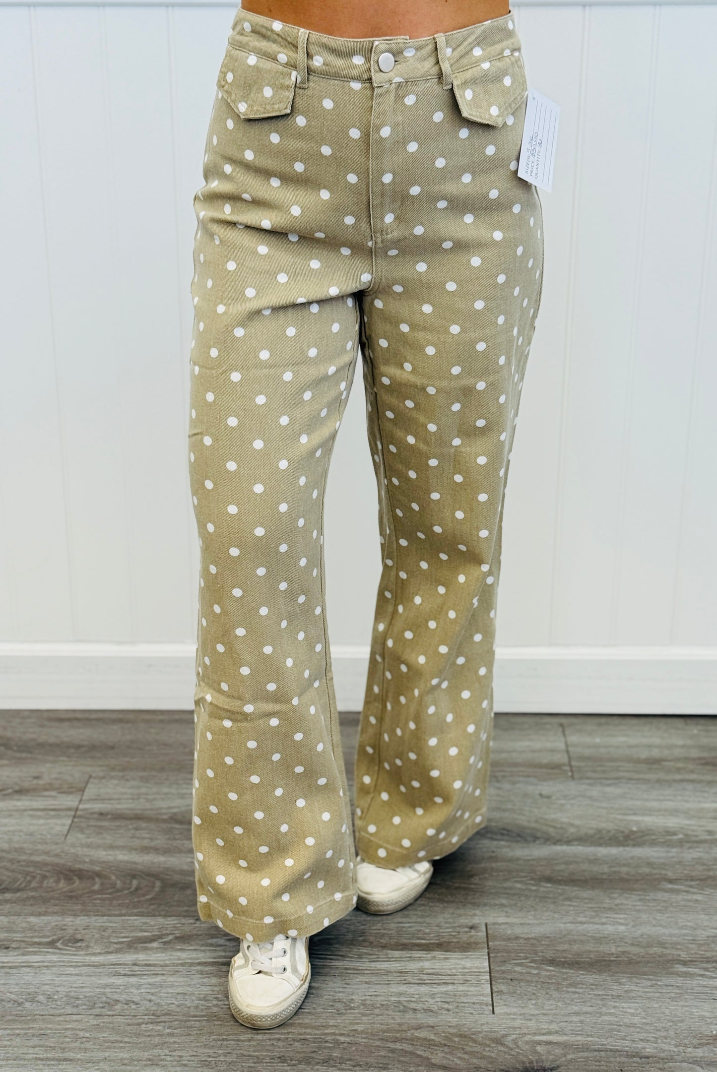 Taupe/White Polka Dot Pants (Reg & Plus)