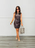 Dk Brown Faux Leather Sleeveless Mini Dress (Reg. and Plus)
