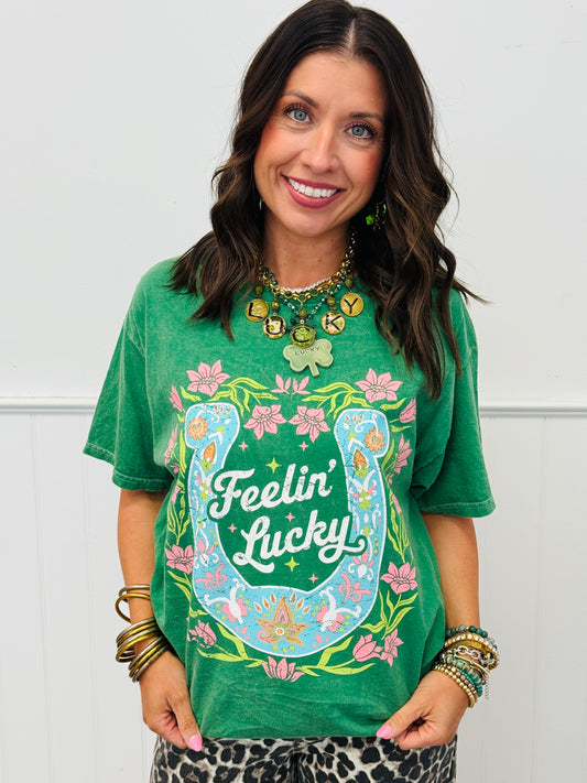 Kelly Green Feeling Lucky Horseshoe Graphic Tee (Reg.)