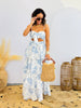 Ivory/Blue Floral Tiered Maxi Dress (Reg.)