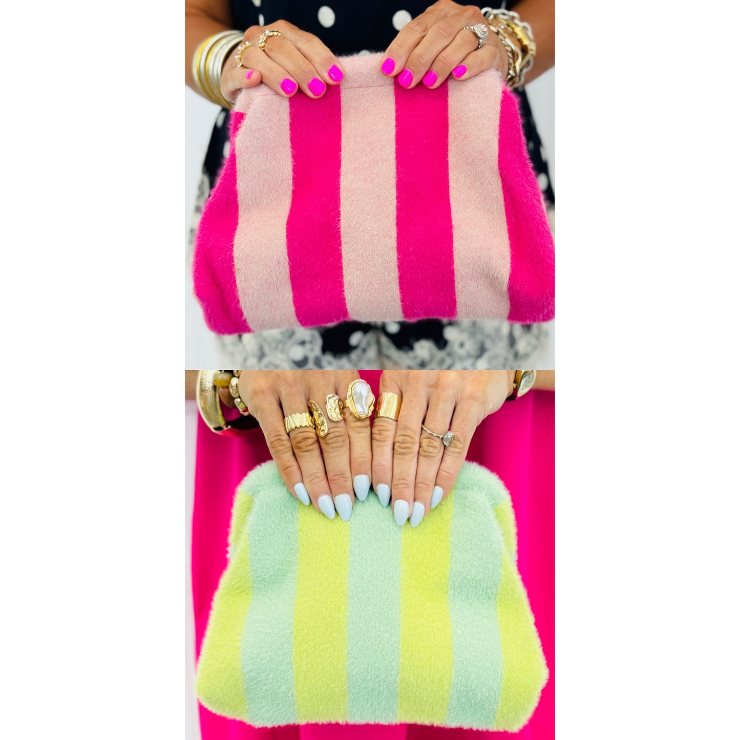Soho Stripe Design Clutch Bag Makeup Pouch (2 Colors)