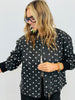 Black Polka Dot Zip Up Jacket (Reg. and Plus)
