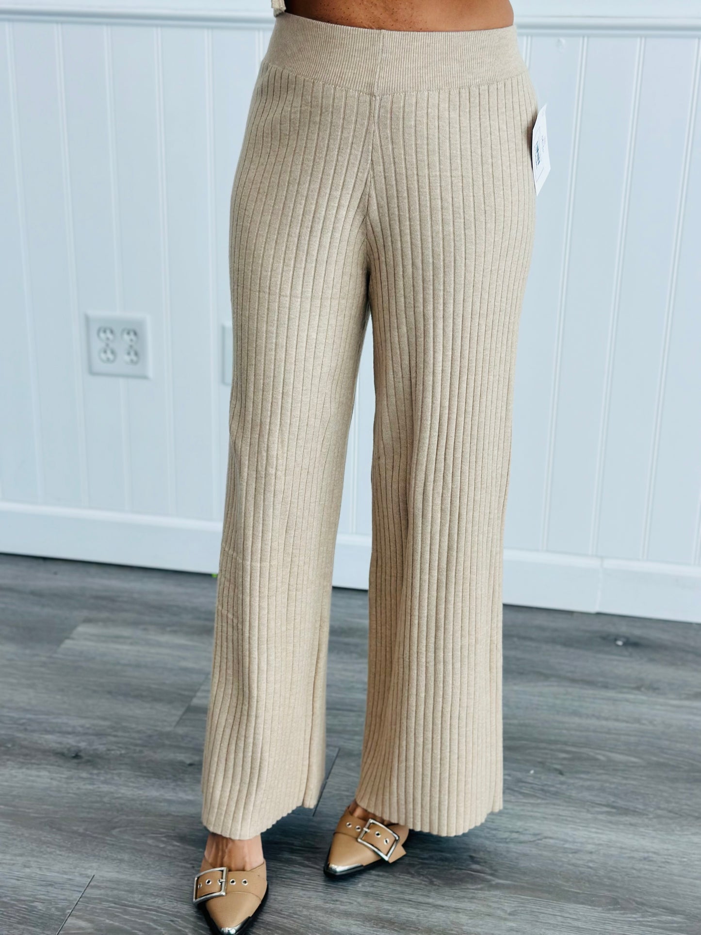 Oatmeal Ribbed Knit Pants (Reg & Plus)