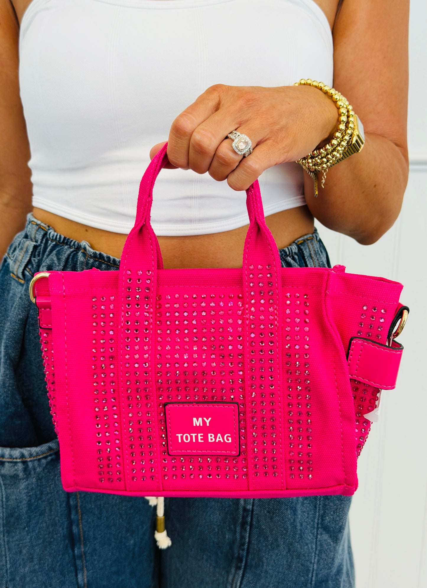 Jeweled Mini Canvas Tote Bag (6 colors)