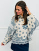 POL Cream/Blue Multi Lace Trim Sweater Top (Reg.)