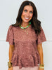 Mocha Pink Spotted Peplum Top (Reg.)