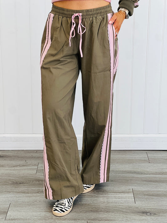 Olive Blush Lace Side Stripe Pants (Reg.)