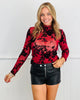 Sheer Flocked Floral Mesh Top (Reg & Plus)-2 Colors