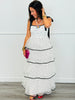 White/Black Polka Dot Tiered Mesh Maxi Dress (Reg.)