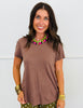 Linen Blend Side Slit Top (Reg.) - 5 Colors
