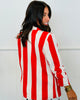 Red White Vertical Stripe Relaxed Blazer (Reg. & Plus)