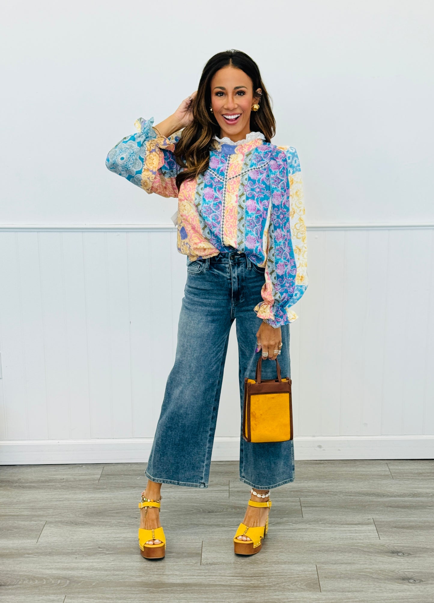 Eyelet Ruffled Neck Baroque Blouse (Reg.) - 2 Colors