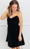 Strapless Black Velvet Bow Mini Dress (Reg & Plus)