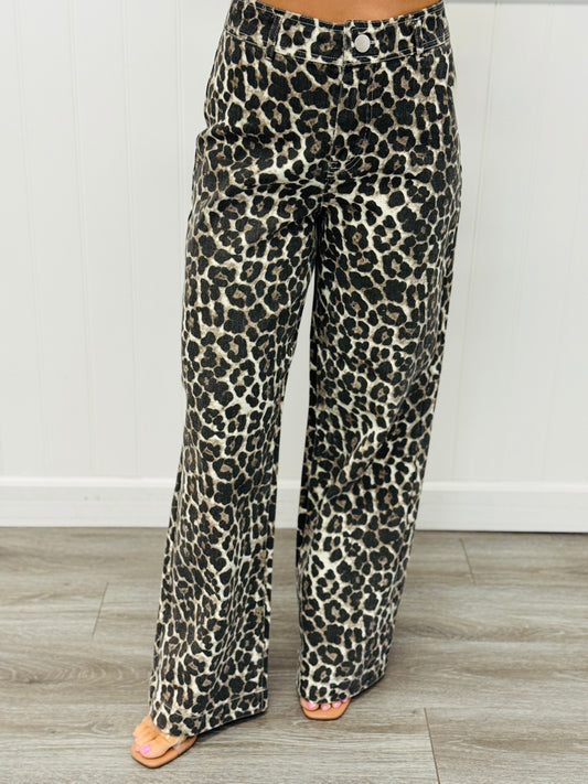 Cream Leopard Print Denim Pants (Reg.)
