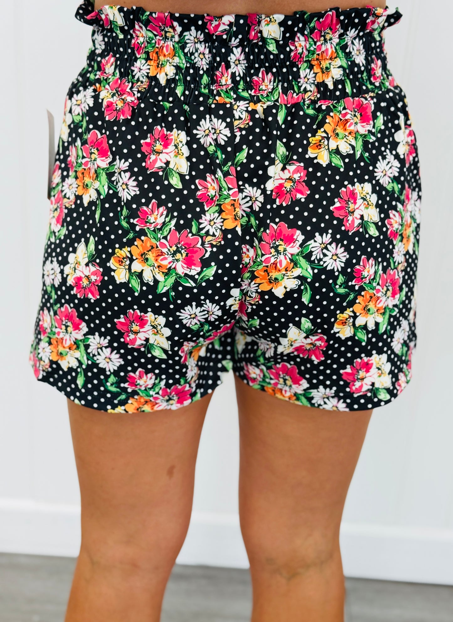 Daisy Polka Dot Runway Paperbag Shorts (Reg. and Plus)