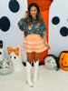 Black Multi Jack-O-Lantern Faces Pullover Top (One Size )