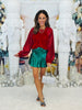 Luxe Velvet Sequin Sleeves Blouse (Reg & Plus)-2 Colors