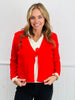 Red/Ivory Tie Front Twofer Sweater Cardigan (Reg.)