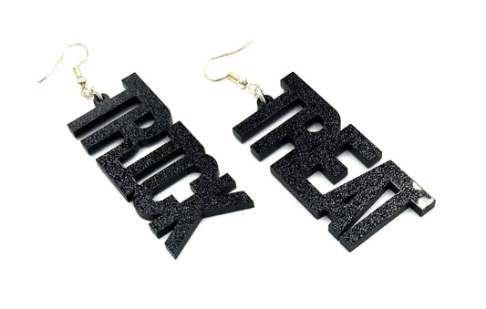 Black Glitter Acrylic TRICK or TREAT Earrings