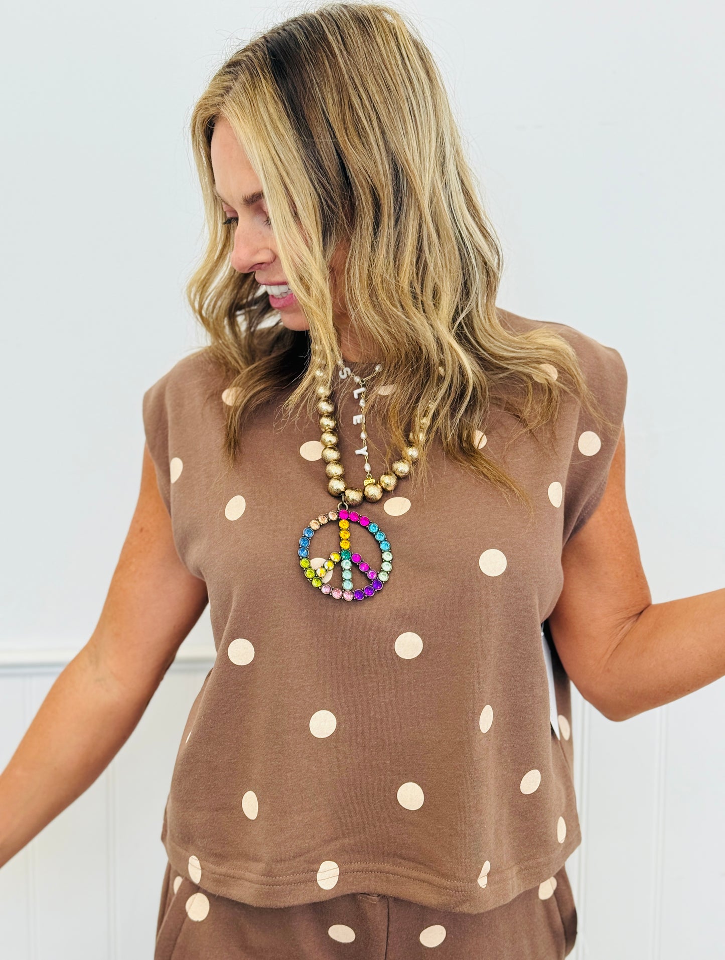 Mocha Polka Dot Tank (Reg. & Plus)