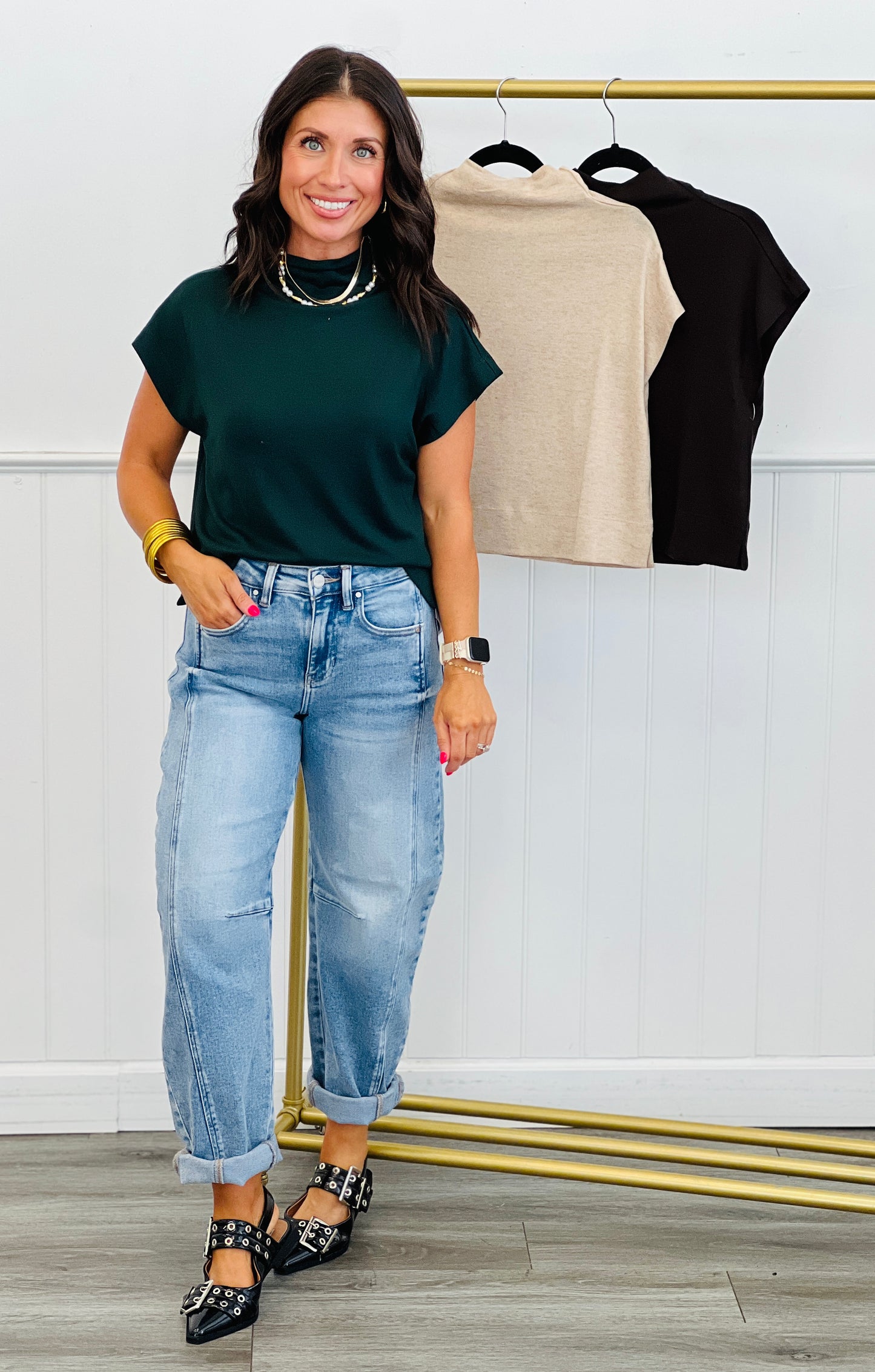 Mock Neck Pullover Top (Reg & Plus)-3 Colors