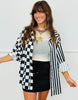 Black/White Split Decision Blouse (Reg. and Plus)