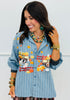 Queen Of Sparkles Denim Striped Pumpkin Farm Button Up Top (Reg. and Plus)