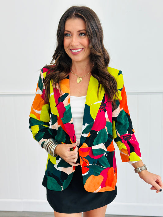 Black Multi Bold Floral Blazer (Reg & Plus)