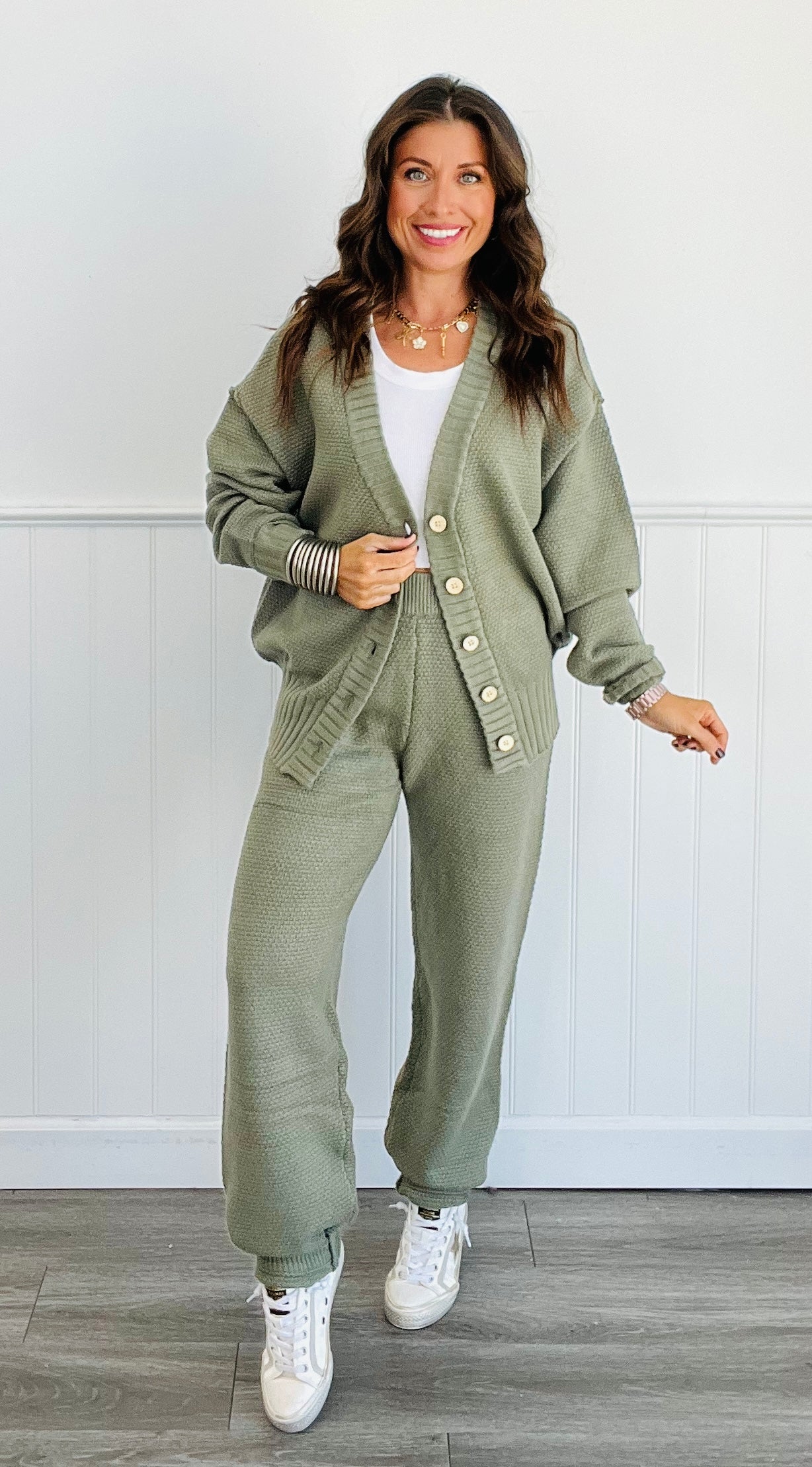 Oversized Cardigan Sweater and Pants Set (Reg. and Plus)