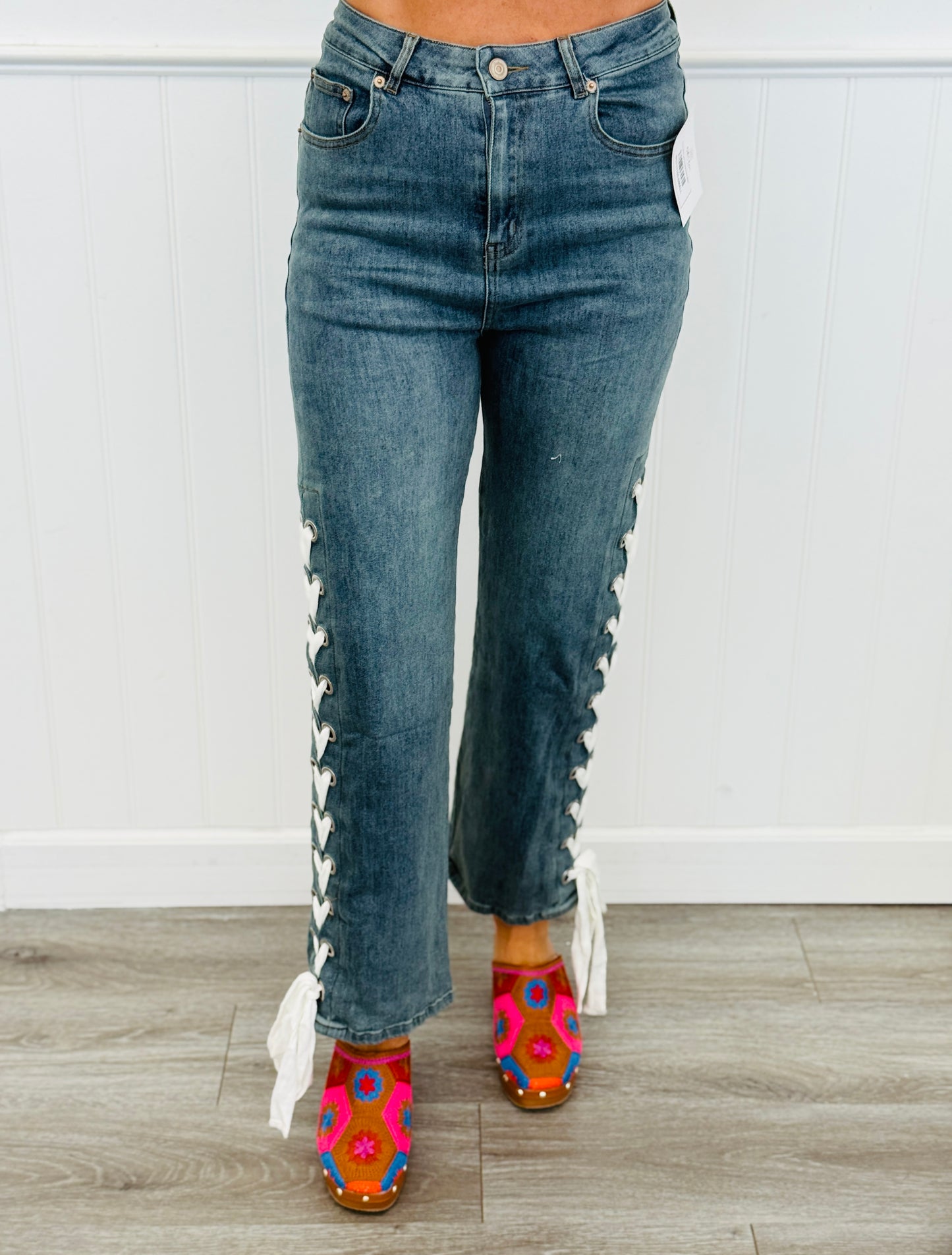 Denim Blue Lace Up Side Pants (Reg.)