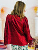 Ruby Red Metallic Bow Tie Blouse (Reg.)