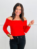 Off Shoulder Knit Long Sleeve Top (Reg.) - 2 Colors