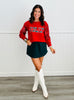 Red Jolly Sequin Sleeve Sweatshirt (Reg. and Plus)