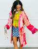 POL Pink Patchwork Wrap Kimono Jacket (One Size)