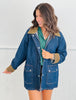 Denim Leopard Collar Barn Jacket (Reg.)