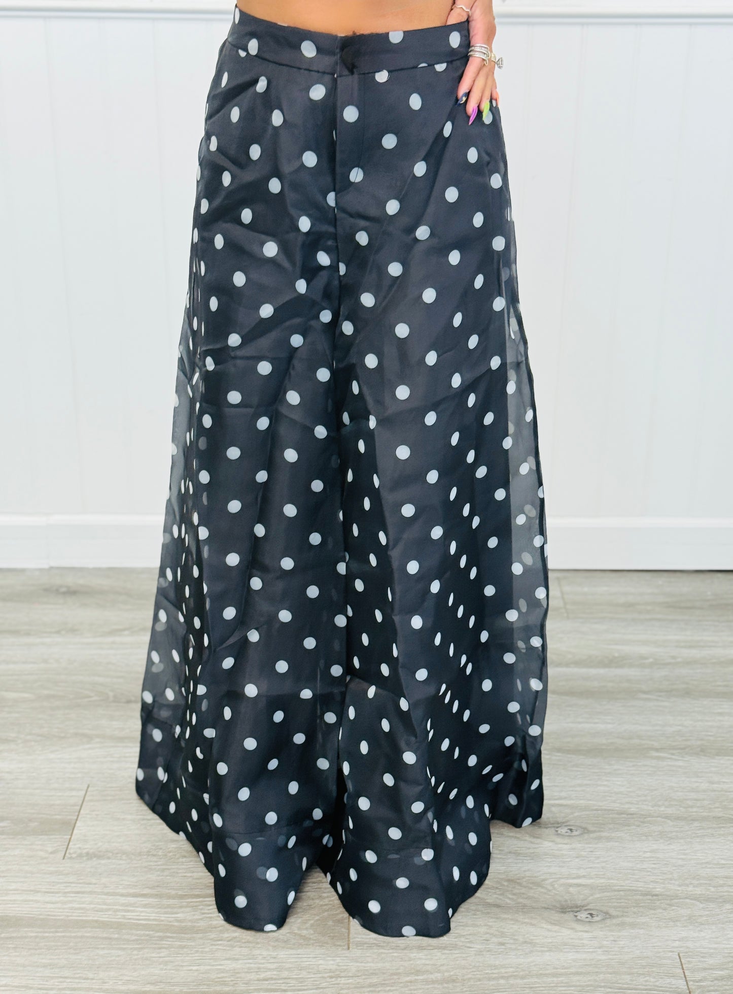 Black Polka Dot Wide Leg Pants (Reg.)