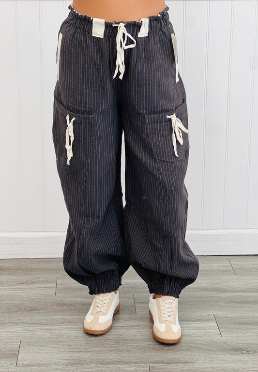 Midnight Striped Barrel Joggers (Reg.)