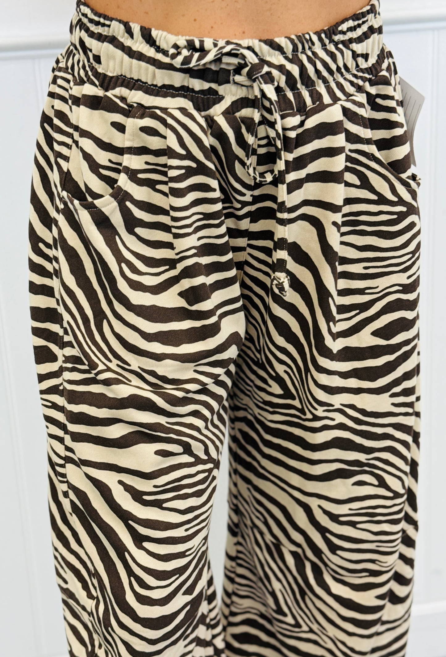 Brown/Beige Zebra Print Baggy Barrel Pants (Reg.)
