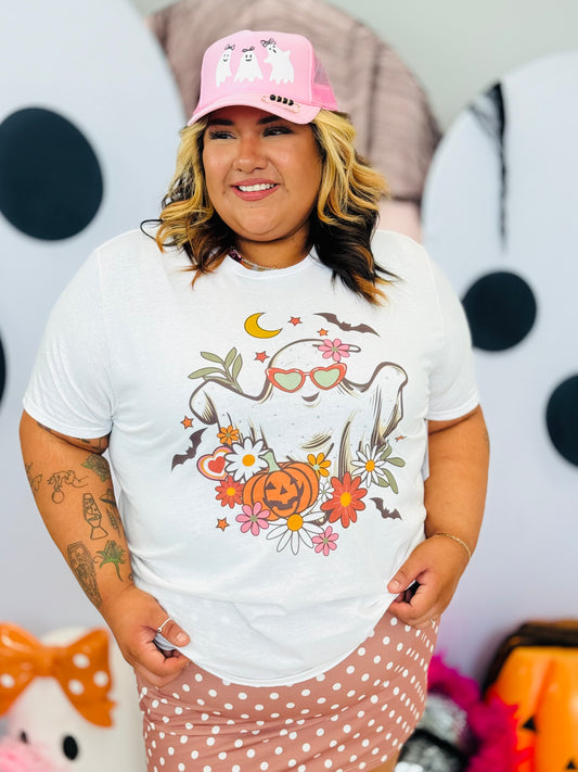 Floral Ghost Rhinestone Graphic Tee (Reg. and Plus)