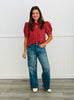 Plaid Tie Neck Puff Sleeve Top (Reg.) - 4 Colors
