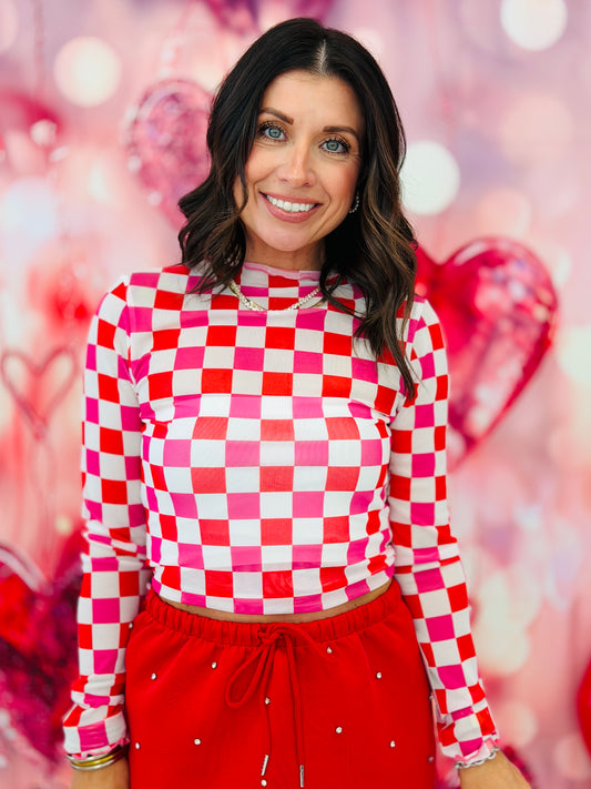 Checkered Mesh LS Top (Reg. and Plus)