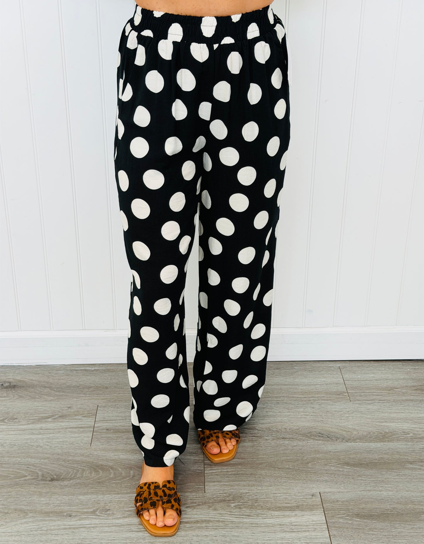 Black/White Polka Dot Pocket Pants (Reg.)