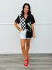 Checkerboard Baseball Jersey Top (Reg. and Plus)