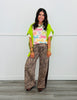 Beige Leopard Faux Suede Side Striped Pants (Reg.)