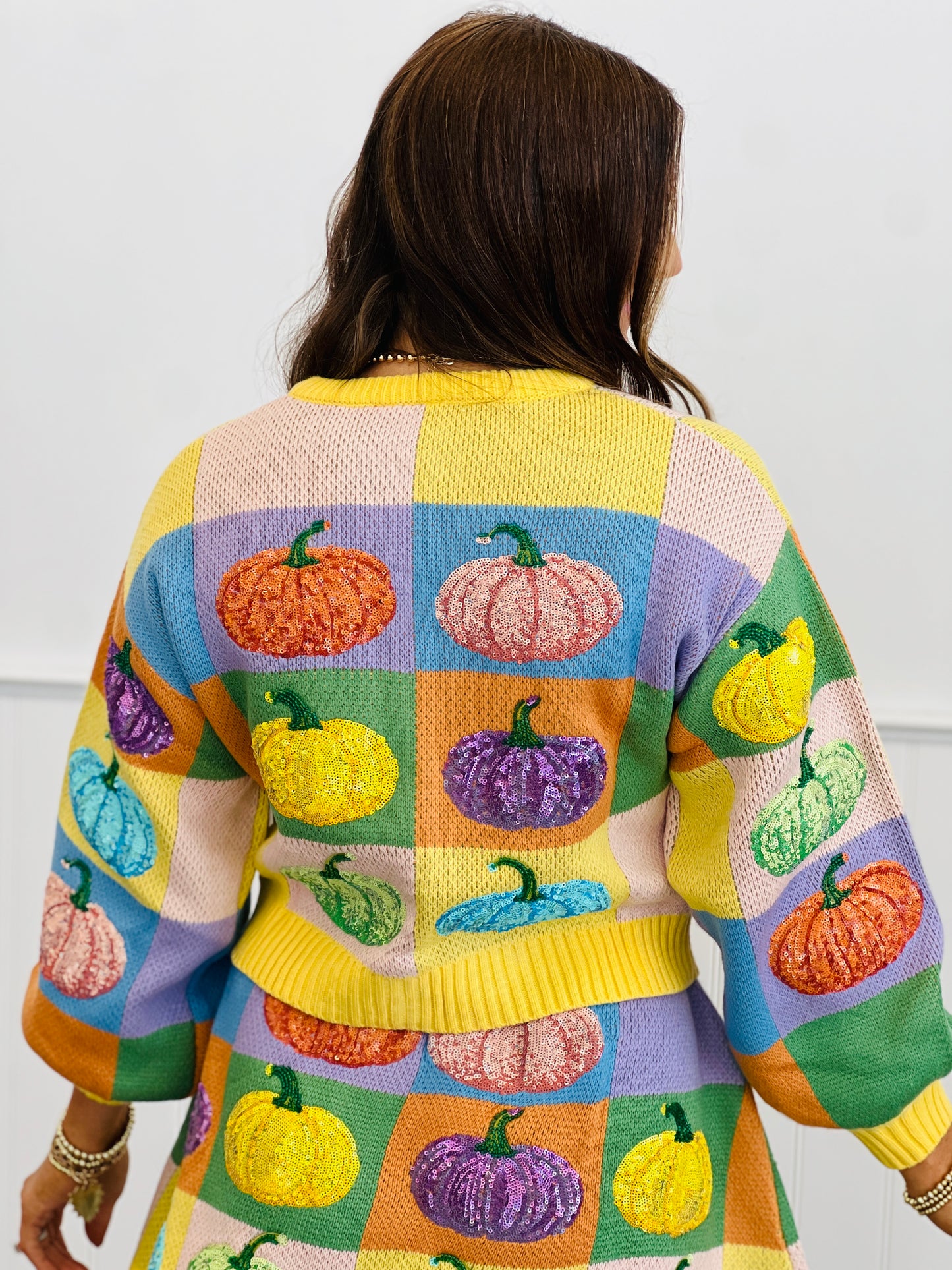 Queen Of Sparkles Pastel Colorblock Pumpkin Button Up Cardigan (Reg. and Plus)
