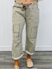 Olive Striped Twill Barrel Pants (Reg.)