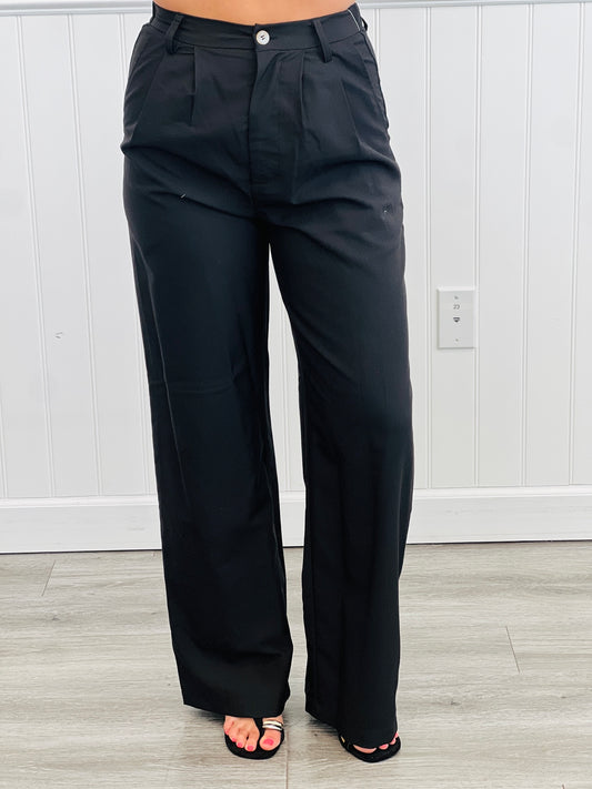 High Waisted Front Pleat Pants (Reg & Plus)