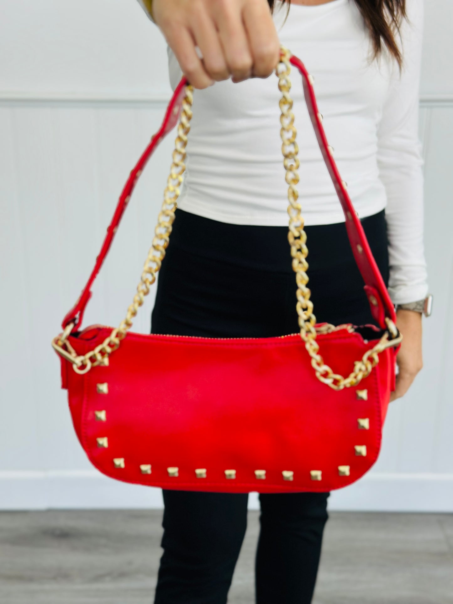 Studded Chain Shoulder Bag - 3 Colors